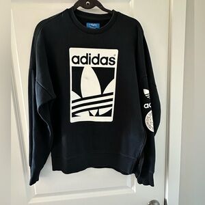 Adidas Black and White Men's Crewneck Sweater